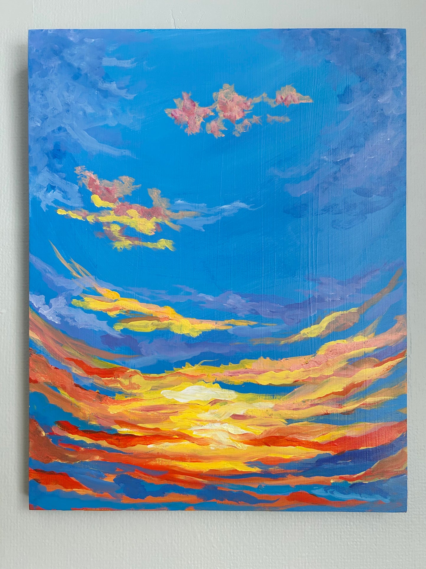 "Fire in the New England Sky" Original Painting on Wooden Panel