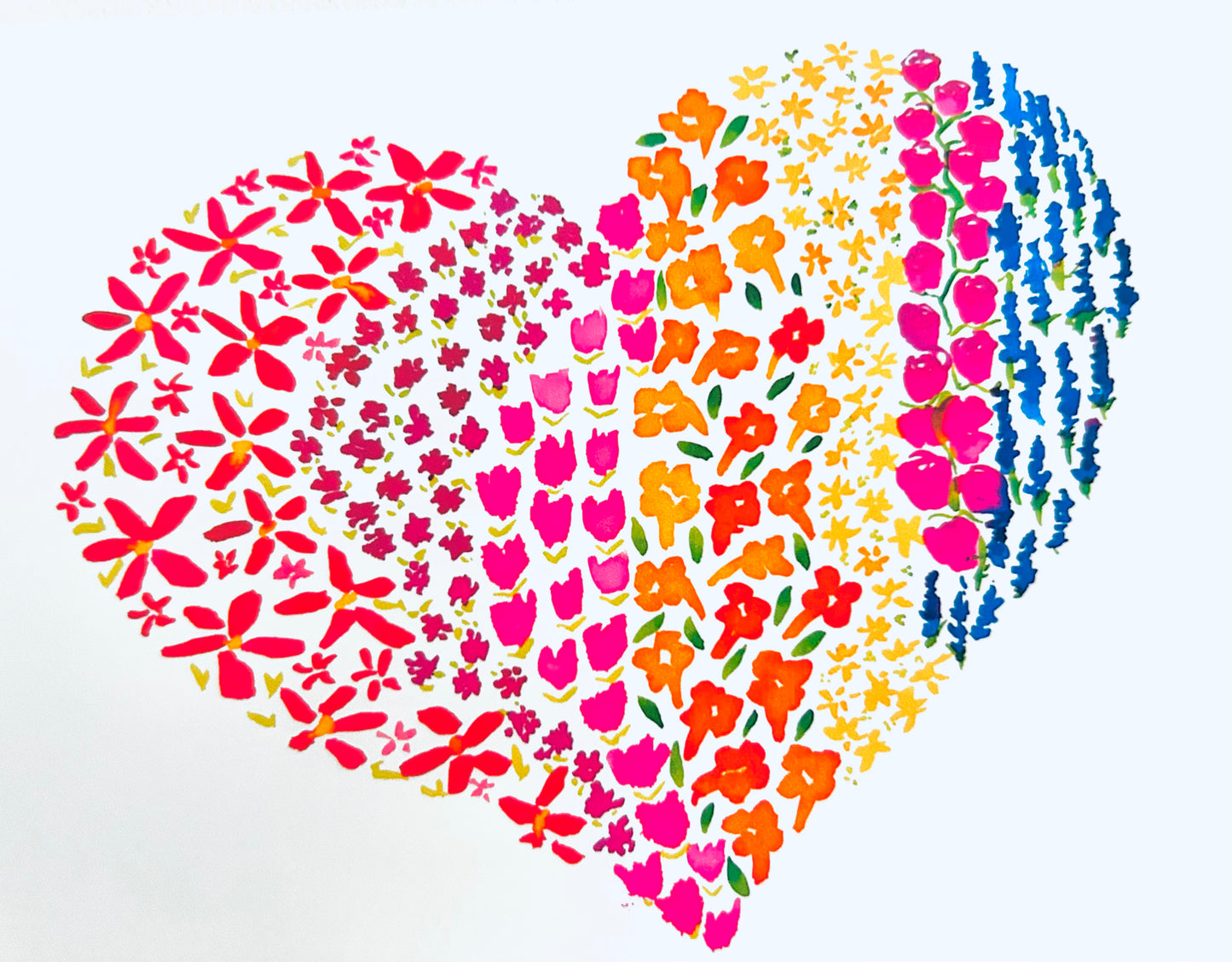 Blossoming Watercolor Flower Heart Card for Valentine's Day