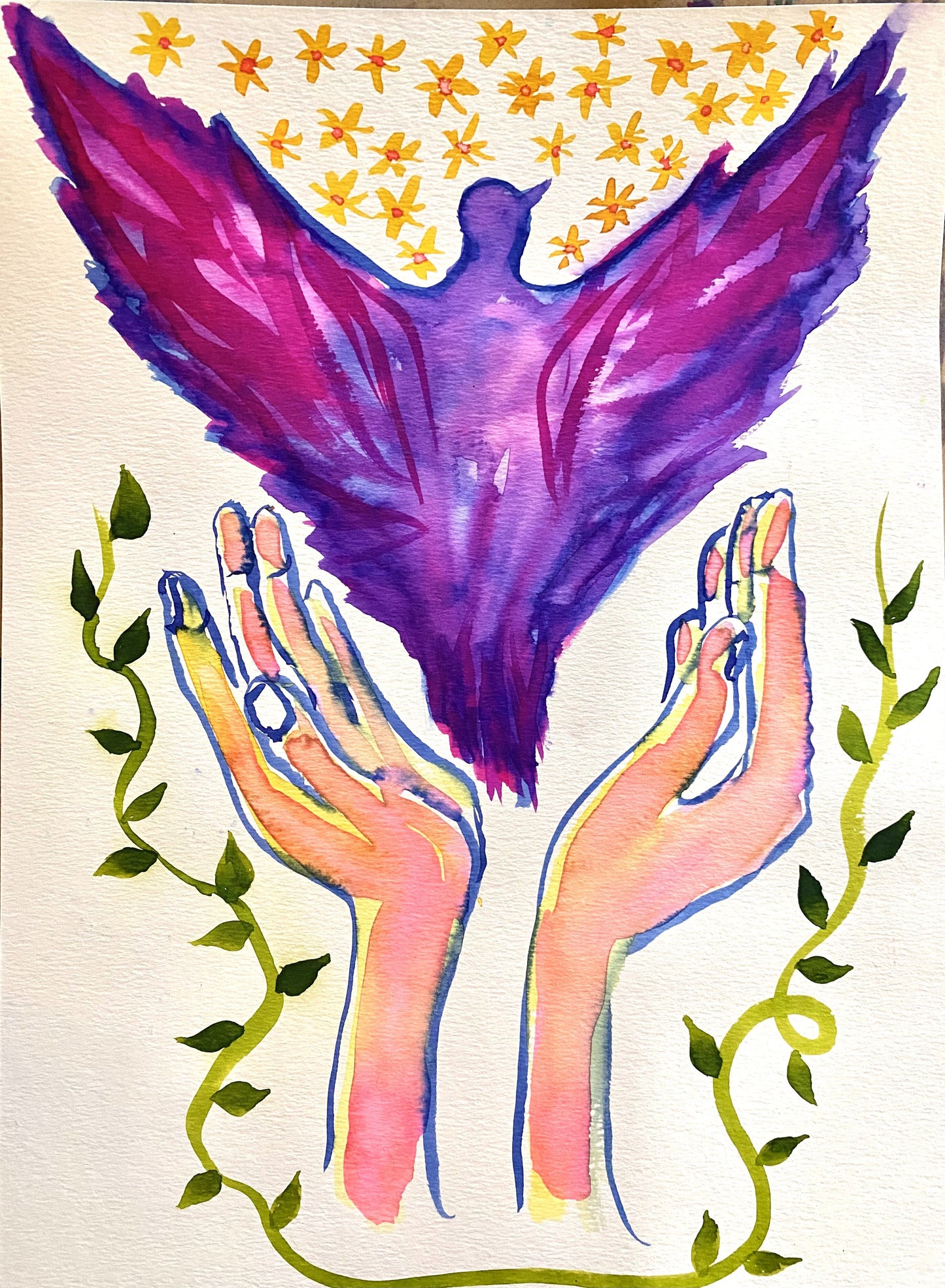 Birds Hand Art Print - Fire In the Heart