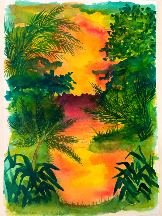 Island Tropics Watercolor Art Print 🌴