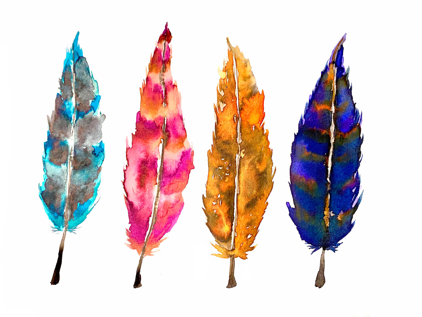 Watercolor Feathers Art Print