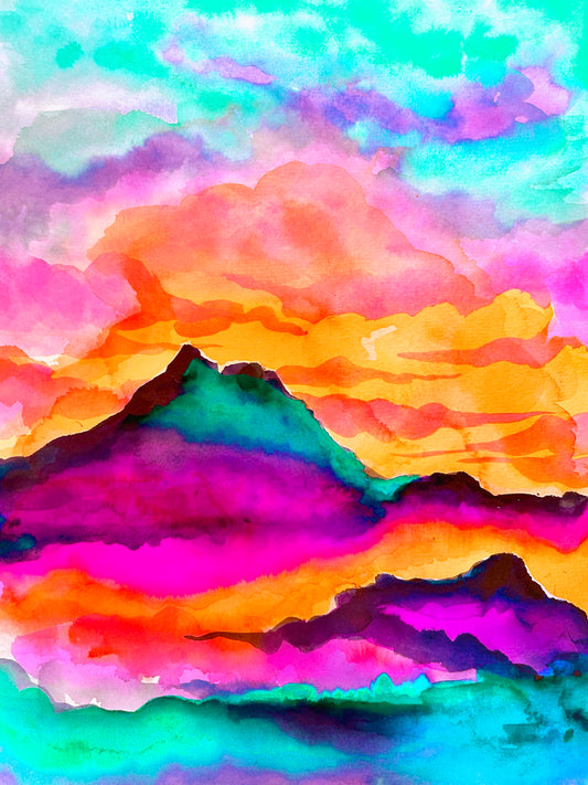 Hawaiian Volcano Watercolor Art Print 🌋