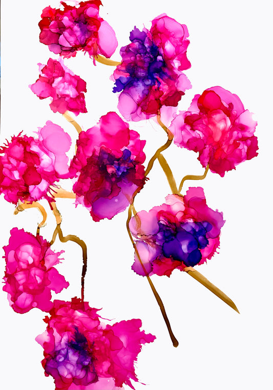 Fuschia and Violet Ink Flowers Art Print