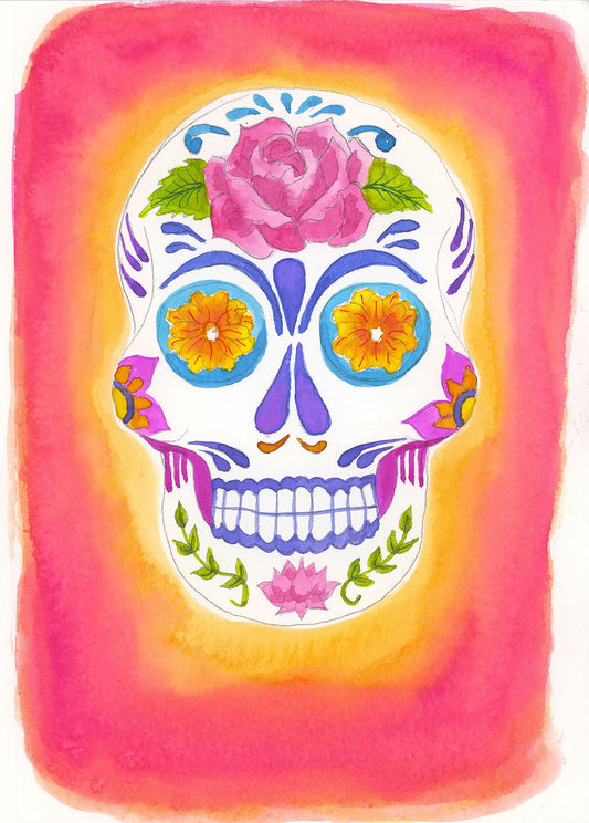 Pink Calaveras (Sugar Skull) Art Print