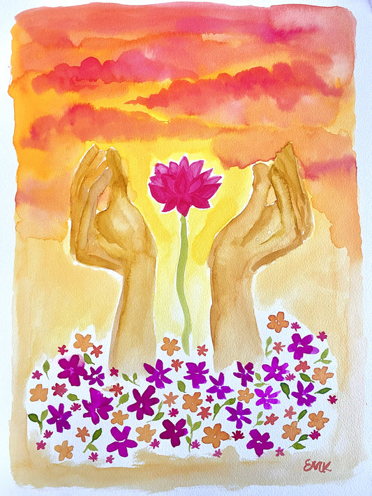 Hand Flower Art Print - Fire In the Heart