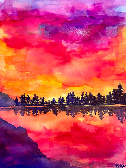 Watercolor Sunrise Art Print - Fire In the Heart