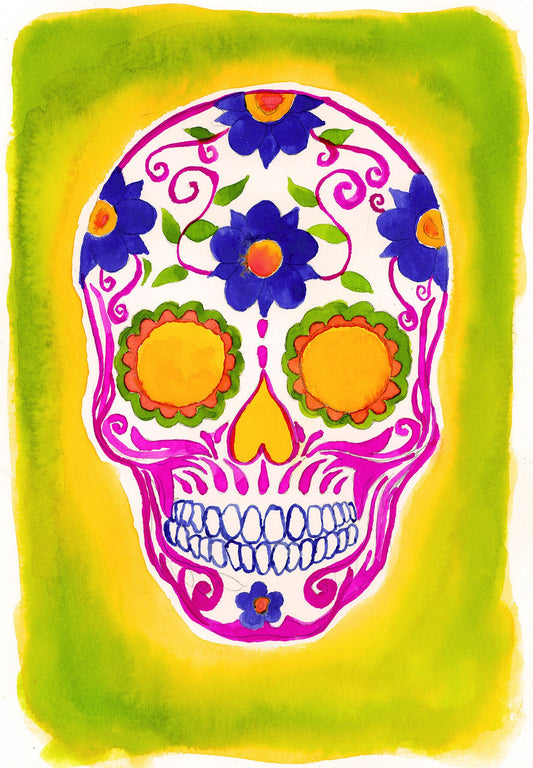 Green Skull Art Print